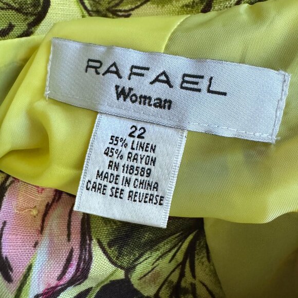 Rafael Floral Linen Jacket Womens Size 22 Tropical Resortwear Shell Buttons Vtg - Picture 5 of 7